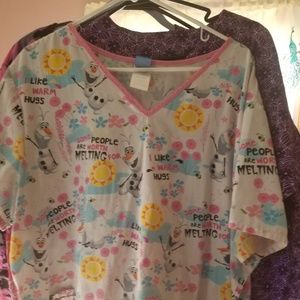 2x olaf scrub top